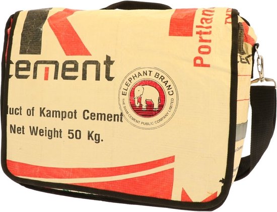 Enkele laptop messenger fietstas van gerecyclede cementzakken – Vannak-olifant