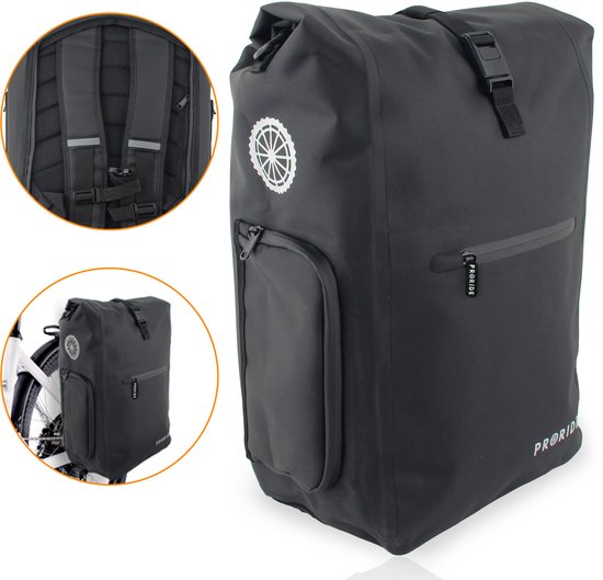 Proride 3-in-1 Fietstas Rugzak 25L Zwart