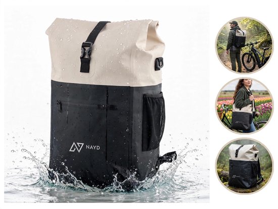 NAYD 3-in-1 Waterdichte Fietstas Rugzak Zwart
